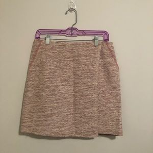 Loft pink tweed faux wrap skirt